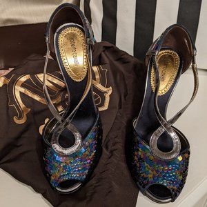 Roberto Cavalli Mermaid Sequin Heels 5.5